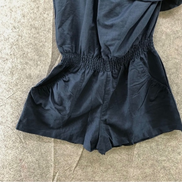 Better B Linen Cotton Ruffle One Shoulder Romper Size M - Picture 4 of 4